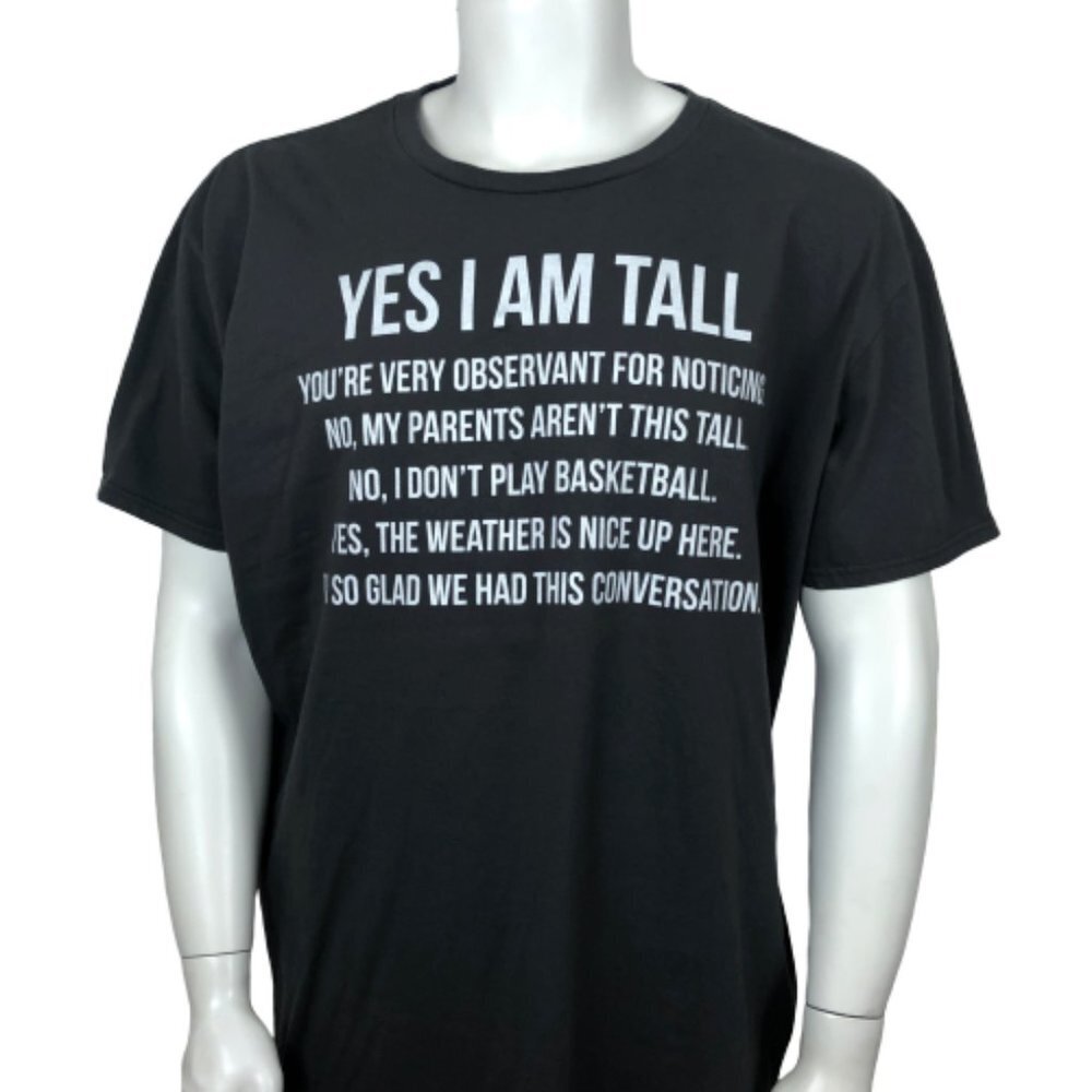 YES I'M TALL T-SHIRT Men's XXL Black Short Sleeve